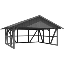 SKANHOLZ Doppelcarport Schwarzwald 6,84 x 6,00 m grau mit Rückwand