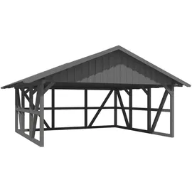 SKANHOLZ Doppelcarport Schwarzwald 6,84 x 6,00 m grau mit Rückwand