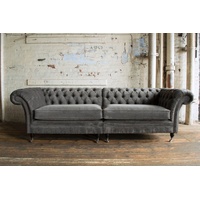 JVmoebel Chesterfield-Sofa, Chesterfield Couch Polster Sofas Klassischer Textil Schaffhau grau