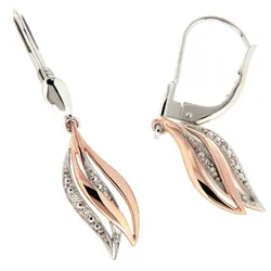 Firetti Paar Ohrhänger »Schmuck Geschenk Gold 333 Ohrschmuck Patentbrisur Glitzer«, mit Brillant - Verschnittfassung Firetti roségoldfarben-weißgoldfarben