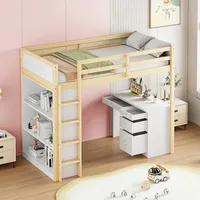 stilvora Hochbett 90 x 200 cm Kiefer massiv natur beige