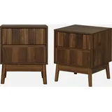 sweeek - 2er Set Nachttische mit zwei Schubladen