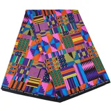 FINGERINSPIRE 5.5 m Stoff Afrikanischer Stoff Meterware 114 cm Breit Bunter Kente Wachs Bedruckter Polyesterstoff Ethno Stil Patchwork Stoff Für Party Kleid DIY Basteln Bekleidungszubehör