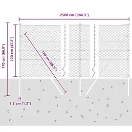 vidaXL Zaunpfosten 25 x 120 cm Grau/Stahl