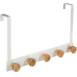 WellHome Exclusive S - Bambus-Kleiderständer mit 5 weißen Haken 33x20x8,2 cm