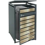 MCW 1er Mülltonnenverkleidung MCW-J81, Mülltonnenbox, erweiterbar, Metall 32kg, anthrazit ~ gold