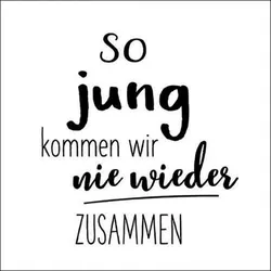Ambiente 20 Servietten Papier 33x33cm 3-lagig - hochwertige Einweg Papierservietten Spruch So jung kommen wir nie wieder zusammen Feier Geburtstag Party
