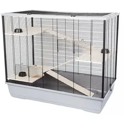 INTERZOO FREDDIE + WOOD Nagetierkäfig 100 cm grau