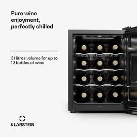 Klarstein Silent Vino 12 Uno Weinkühlschrank 31 L / 12 Fl 5-18 °C Touch