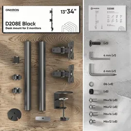 ONKRON doppel Monitorhalterung für 13-34", bis 8 kg, VESA 75x75-100x100, dual Monitor Arm Stand verstellbar Schwarz