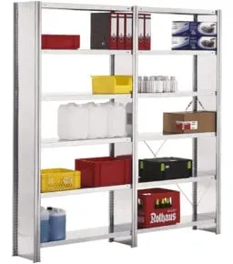 Regalwerk BERT-Standardregal Vollblech-Seitenwand Anbaufeld HxBxT 3000x1005x600 mm verzi.