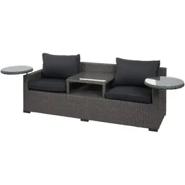 Mendler Poly-Rattan Garnitur HWC-J38, Garten-/Lounge-Set Sitzgruppe, Spun Poly halbrundes Rattan ~ grau, Kissen anthrazit