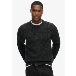 Superdry für Herren. M6110638A Flechtstrickpullover Jacob dunkelgrau (XL), Lässig, Acryl, Nachhaltig