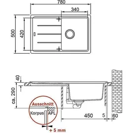 Franke Basis BFG 611-78 onyx + Excenterbetätigung