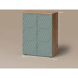 livinity Ronco Midischrank 60 x 81 x 30 cm Grün/Goldkraft Eiche