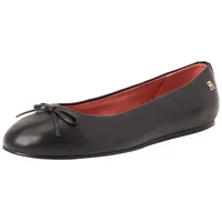 Tommy Hilfiger Damen Ballerinas Flat Bow aus Leder, Schwarz