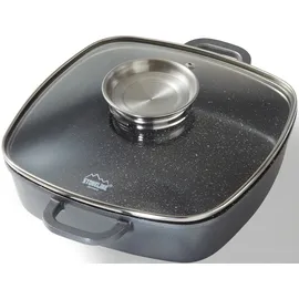 STONELINE Eckpfanne 24 x 24 cm graumit Aroma-Deckel