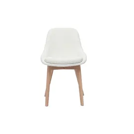 miliboo Skandinavische Stühle aus wolleffektivem Bouclé-Gewebe in Weiß und hellem Massivholz (2er Set) HOLO