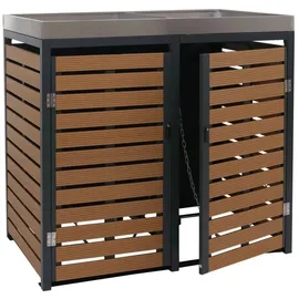 MCW Mülltonnenverkleidung K14 124 x 134 x 84 cm teak-optik