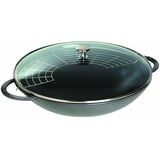 Staub Wok 37 cm, Inkl. Glasdeckel und herausnehmbaren Gittereinsatz, für alle Herdarten inkl. Induktion, 5,7 L, Graphitgrau