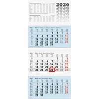 Brunnen 3-Monatskalender 2026 | blau, 320×740 mm