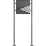 ML-Design Standbriefkasten mit Zeitungsfach, Pfosten 120 cm Anthrazit-Silber