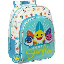 Safta BABY SHARK SURFING Schulrucksack, Kinderrucksack, Kinderrucksack, anpassbar an den Kinderwagen, ideal für Schulkinder, bequem und vielseitig, 26 x 11 cm, Blau Weiß, blau/weiß,