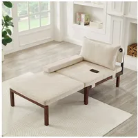 Odikalo Schlafsofa Schlafcouch Loungesofa mit Schlaffunktion und USB-/Typ-C-Anschlüssen, 2-in-1-Klappsofa ausziehbarer Sessel mit Kissen platzsparendes Gästebett für Wohnzimmer Schlafzimmer Arbeitszimmer Balkon, Dachboden kleine Wohnung beige