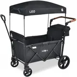 FableKids Bollerwagen Leo X2 Lite, faltbar, 80kg Traglast, 113 x 68 x 130cm (L/B/H), schwarz