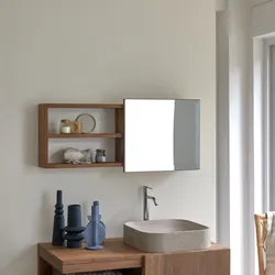 Spiegelregal aus Nussbaumholz Typo