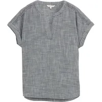 Tom Tailor Damen Loose Fit Bluse, blau, Uni, Gr.
