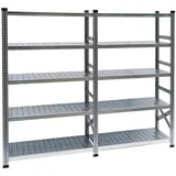 Proregal Fachbodenregal Stecksystem Proximo Komplettregal HxBxT 200 x 240 x 32 cm 5 Ebenen Fachlast 200 kg Beidseitig Nutzbar Verzinkt