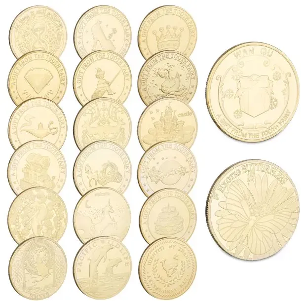 Relaxdays Zahnfee Münze 20er Set Gold
