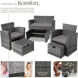 Tectake Modena Rattan Sitzgruppe 6-tlg. grau