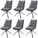 MCW 6er-Set Esszimmerstuhl MCW-N71, Küchenstuhl, drehbar Auto-Return, Stoff/Textil (420g/m2) Öko-Tex ~ grau