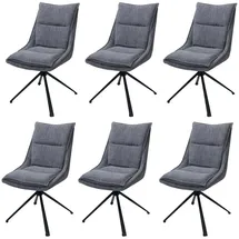 MCW 6er-Set Esszimmerstuhl MCW-N71, Küchenstuhl, drehbar Auto-Return, Stoff/Textil (420g/m2) Öko-Tex ~ grau