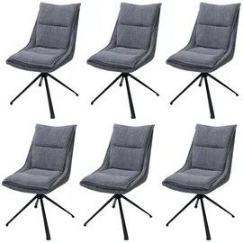 MCW 6er-Set Esszimmerstuhl MCW-N71, Küchenstuhl, drehbar Auto-Return, Stoff/Textil (420g/m2) Öko-Tex ~ grau