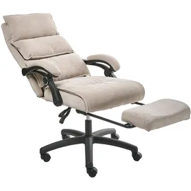 Beliani Chefsessel mit Fußstütze Chenillegewebe Beige