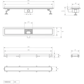 luxebath Duschrinne 2in1, befliesbar, extra flach, Silber, Doppelseitige Bodenablauf, Komplettset Bodenbefestigung, Duschablauf, Siphon Geruchsstop, Haarsieb, Ablaufrinne Dusche