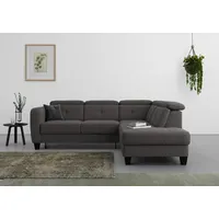 sit&more Ecksofa »Belluci L-Form«, inklusive Federkern, wahlweise mit Bettfunktion und Bettkasten, grau