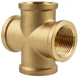 tecuro Kreuzstück allseitig Innengewinde Rp 3/4 Zoll, Messing blank Cw617n