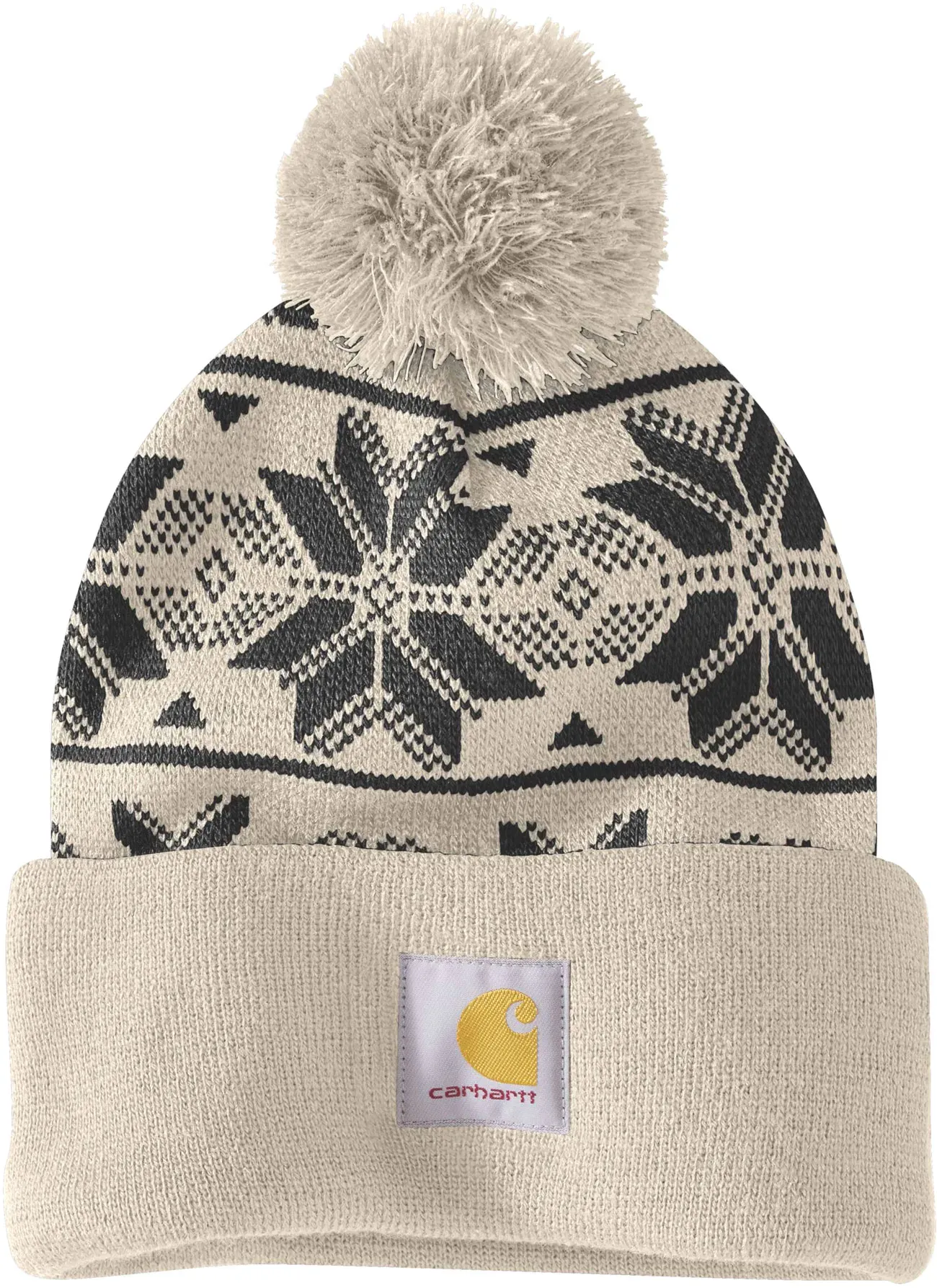 Carhartt Knit Pom Jacquard, bonnet - Blanc/Gris - Taille unique