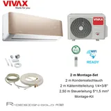 VIVAX R Design GOLD 12000 BTU + 2 m Montageset Klimagerät Split Klimaanlage A+++