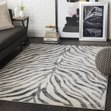 Surya Luanda Teppich Wohnzimmer Boho Wohnzimmerteppich/Läufer im Zebra Muster, Skandinavischer Teppich Schlafzimmer 200x274 cm - Teppich für Esszimmer mit geometrischem Wohnzimmerteppich modern in Grau, Schwarz und Beige