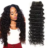 Deep Wave Bundles Menschliches Haar Brasilianisches Echthaar Tressen Locken Virgin Hair Bundles Long Deep Curly Weave Bundles Human Hair Natürliche Schwarze Farbe 100g 22 Inch