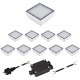 ledscom.de 10er-Set LED Pflasterstein CUS, IP67, 230V, 15x15x4cm, kaltweiß