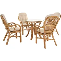 Krines Home Sitzgruppe Rattangruppe Capri 5 teilig 4 Personen Wintergarten Sitzgruppe Set gelb