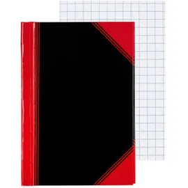 Bantex Notizbuch Chinakladde DIN A7 kariert, schwarz/rot Hardcover 192 Seiten, 1 St.