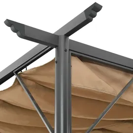 vidaXL Pergola mit Ausziehbarem Dach Taupe 3x3 m Stahl 180 g/m2