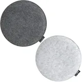 Dune Design DuneDesign 2 Filz Sitzkissen Rund Ø 35x3cm Stuhlkissen Sitzauflage Weich 2-farbig Grau